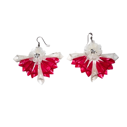 Jhalmudhi pattern earring necklace set-RED-1