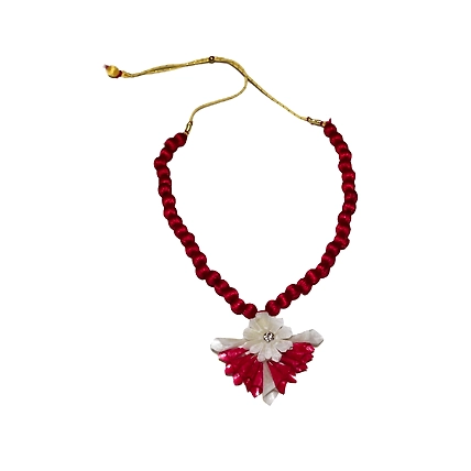 Jhalmudhi pattern earring necklace set-RED-2
