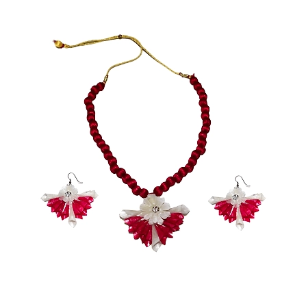 Jhalmudhi pattern earring necklace set-PUSPITAHANDICRAFTPRODUCTPHP554