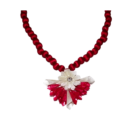 Jhalmudhi pattern earring necklace set-RED-3