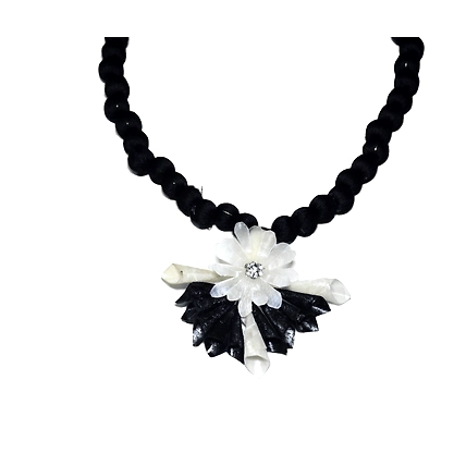 Jhalmudhi pattern earring necklace set-BLACK-3