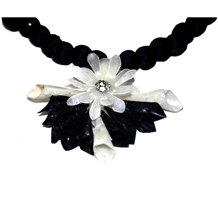 Jhalmudhi pattern earring necklace set-BLACK-4