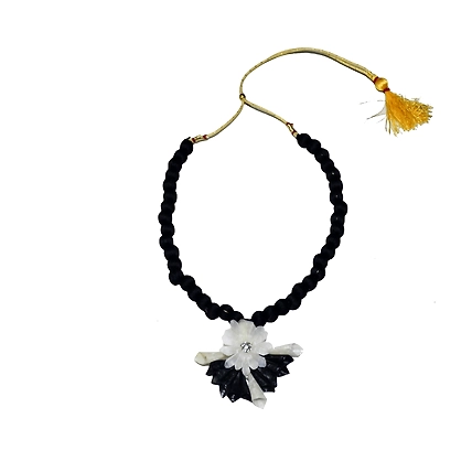 Jhalmudhi pattern earring necklace set-BLACK-2