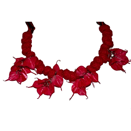Leaves style earring necklace set-RED-3
