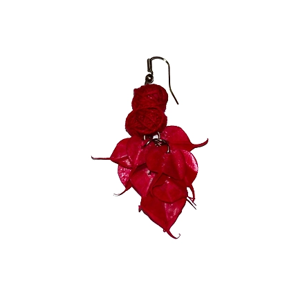 Leaves style earring necklace set-RED-4
