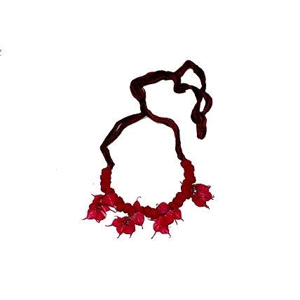 Leaves style earring necklace set-RED-2
