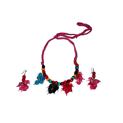 Leaves style earring necklace set-PUSPITAHANDICRAFTPRODUCTPHP-69
