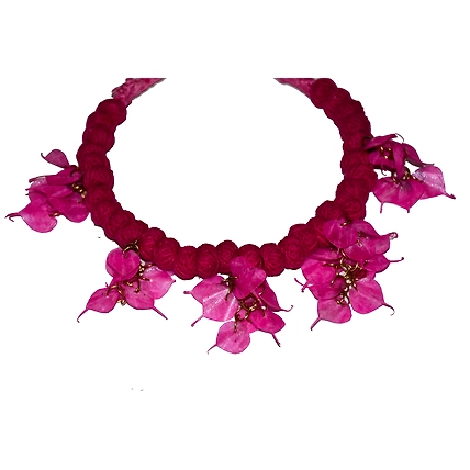 Leaves style earring necklace set-PINK-2