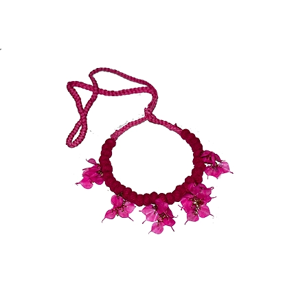 Leaves style earring necklace set-PINK-1