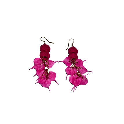 Leaves style earring necklace set-PINK-3