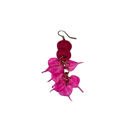 Leaves style earring necklace set-PINK-4