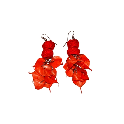 Leaves style earring necklace set-ORANGE-1