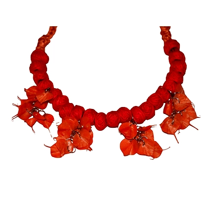 Leaves style earring necklace set-ORANGE-3