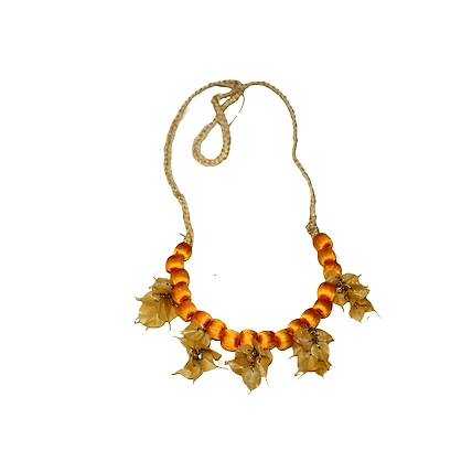 Leaves style earring necklace set-YELLOW-2