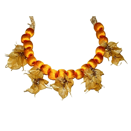 Leaves style earring necklace set-YELLOW-3