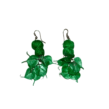 Leaves style earring necklace set-GREEN-1