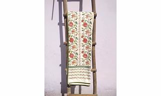 Singhalr DESIGN STUDIO Jaal White Cotton Block Printed Double Bed Sheet