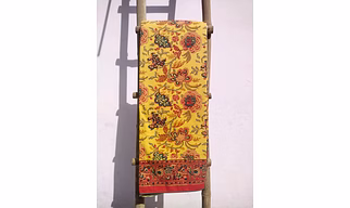 Singhalr DESIGN STUDIO Yellow Bagh Cotton Block Printed Double Bed Sheet