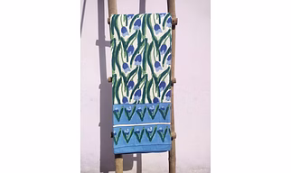 Singhalr DESIGN STUDIO Blue Tulip Block Printed Double Bedsheet