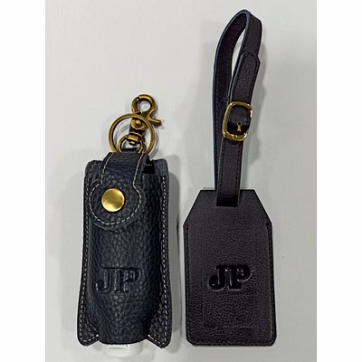 leather sanitizer pouch & luggage tag