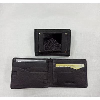 men's wallet with black leather