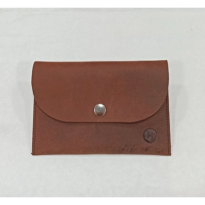 Leather Pouch In Tan Oil Pull Up