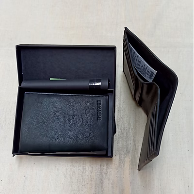 mens leather coat wallet in black