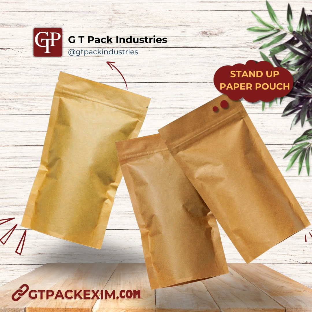 Kraft Paper Stand Up Pouch with Zipper - Eco-Friendly Food Packaging-2