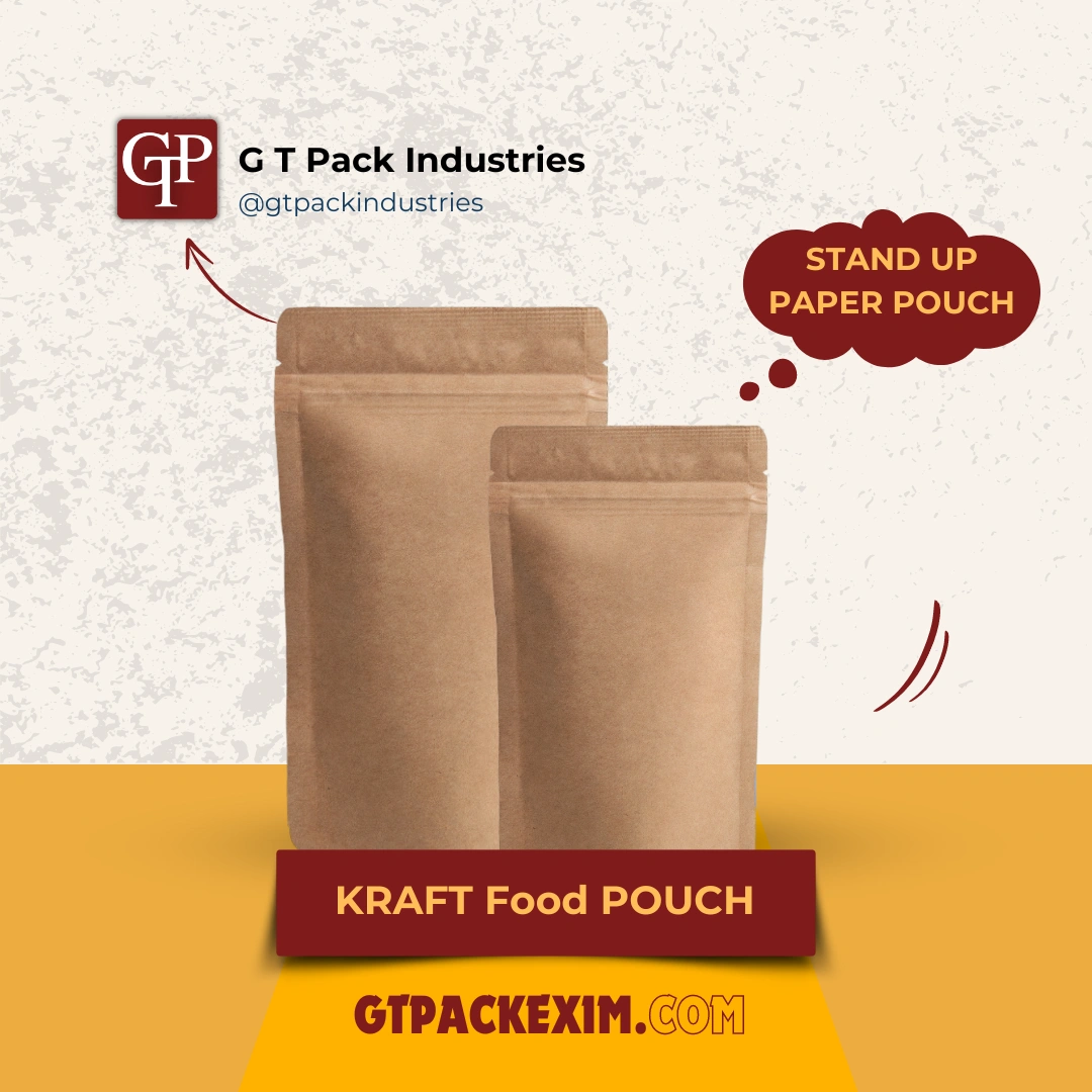 Kraft Paper Stand Up Pouch with Zipper - Eco-Friendly Food Packaging-1