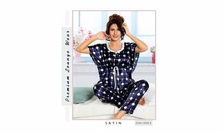 Premium Lounge Wear Ladies Satin Kaftan Night Suit Design No 