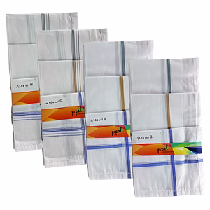 Premium Pipal Cotton Handkerchief For Men, White, Pack of 12 Pcs, Size