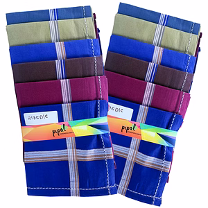 Premium Pipal Cotton Handkerchief For Men, Dark Colours, Pack of 12 Pcs, Size