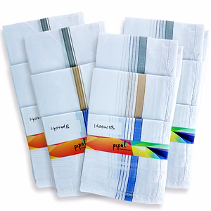 Premium Pipal Cotton Handkerchief For Men, White, Pack of 12 Pcs, Size