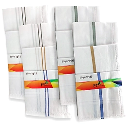 Premium Pipal Cotton Handkerchief For Men, White, Pack of 12 Pcs, Size