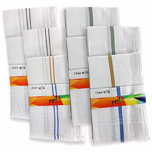 Premium Pipal Cotton Handkerchief For Men, White, Pack of 12 Pcs, Size