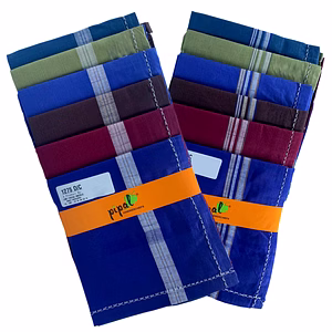 Premium Pipal Cotton Handkerchief For Men, Dark Color, Pack of 12 Pcs, Size