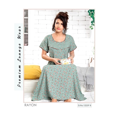 Premium Ladies Rayon Gown, Nighty Design No