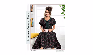 Premium Ladies Alpine Embroidery Nighty, Gown Design No 