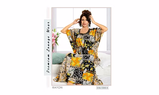 Premium Lounge Wear Ladies Kaftan Rayon Nighty Design No 