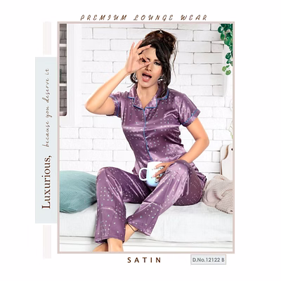 premium lounge wear ladies satin night suit design no