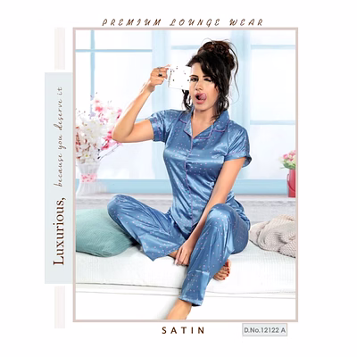 premium lounge wear ladies satin night suit design no