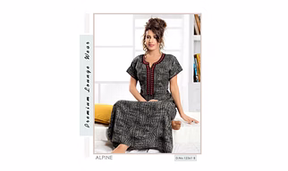 Premium Ladies Alpine Embroidery Nighty, Gown Design No 