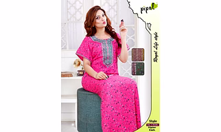 Premium Ladies Alpine Embroidery Nighty, Gown  Design No 