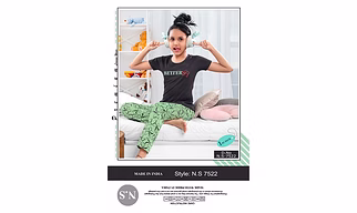 Premium Lounge Wear Kids Girl T-shirt & Pajama Night Suit Design No. 7522