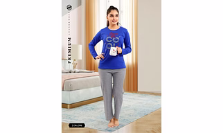 Premium Lounge Wear Kids Girl Full Sleeve T-shirt & Pajama Night Suit Design No. 396