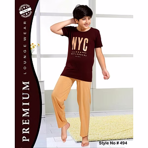 Premium Lounge Wear Boys T-shirt & Pajama Night Suit Design No. 494