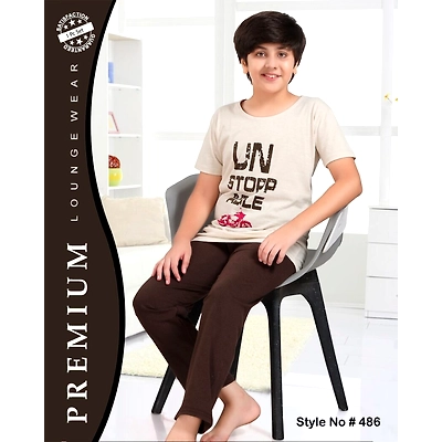 Premium Lounge Wear Boys T-shirt & Pajama Night Suit Design No. 486