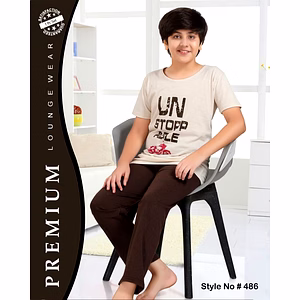 Premium Lounge Wear Boys T-shirt & Pajama Night Suit Design No. 486