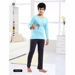 Premium Lounge Wear Boys Full Sleeve T-shirt & Pajama Night Suit Design No. 413