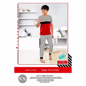 Premium Lounge Wear Boys T-shirt & Pajama Night Suit Design No. 4103